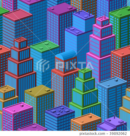 3D Isometric City, Seamless Background - Stock Illustration [39892062 ...