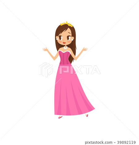 Beautiful little princess in a pink dress and 39892119