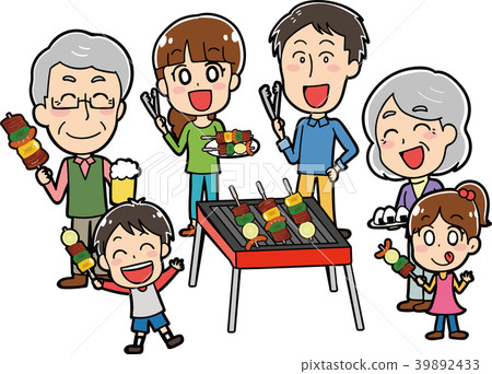Illustration material of family doing barbecue 39892433
