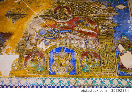 Thanjavur Maratha palace ceiling wall painting  39892584