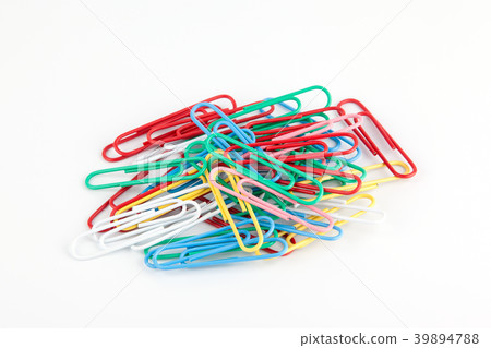 Colorful Paper clip isolated on white background 39894788