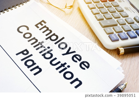 Employee Contribution Plan on a desk. 39895051