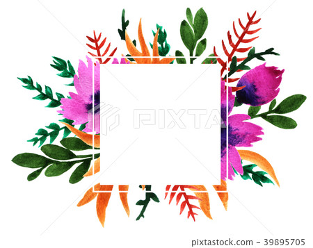 Watercolor floral frame 39895705
