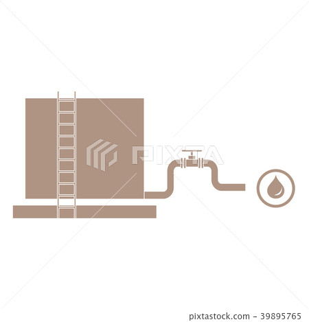 Stylized icon of the tank with oil and a pipe with 39895765