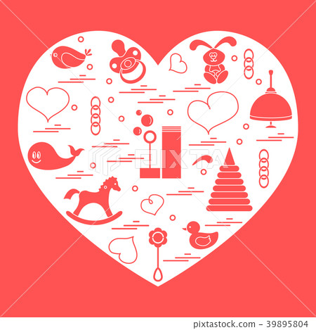 kids elements arranged in a heart 39895804