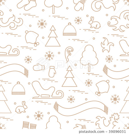 Seamless pattern with variety winter elements: 39896031