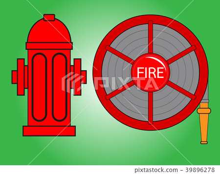 Fire hose reel sign stock illustration. Illustration of hose