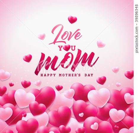 Happy Mothers Day Greeting card design with heart 39896348