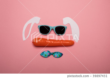 Abstract rabbit on the pink background. 39897431