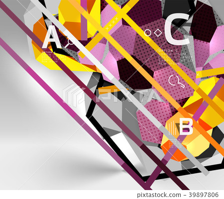 3d hexagon geometric composition, geometric 39897806