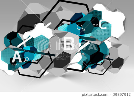 3d hexagon geometric composition, geometric 39897912