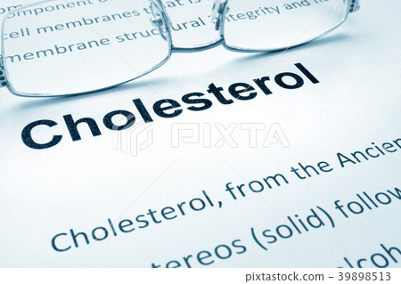 Paper with word cholesterol and glasses. 39898513