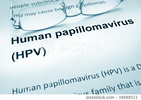 Paper with words HPV infection and glasses. 39898521