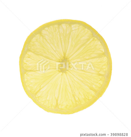 Slice of lemon fruit on a white background 39898828