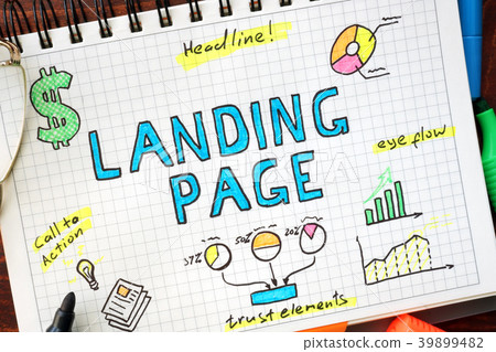Landing page written in a notebook. SEO concept. 39899482