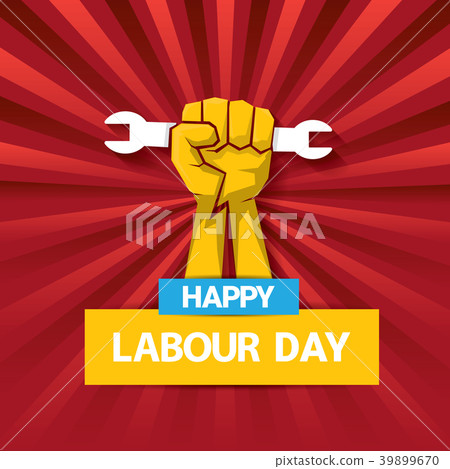 Happy labour day vector label with strong orange 39899670