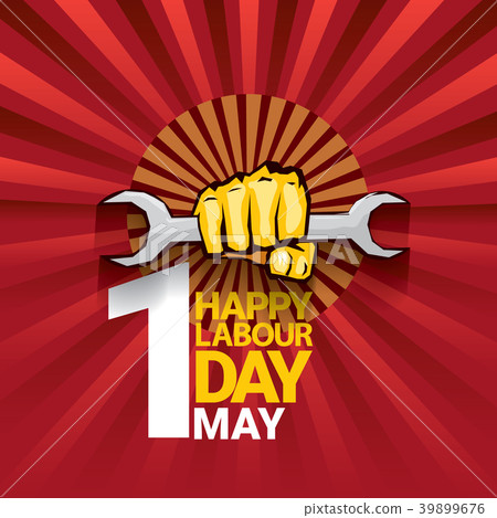 Happy labour day vector label with strong orange Happy labour day vector label with strong orange 39899676