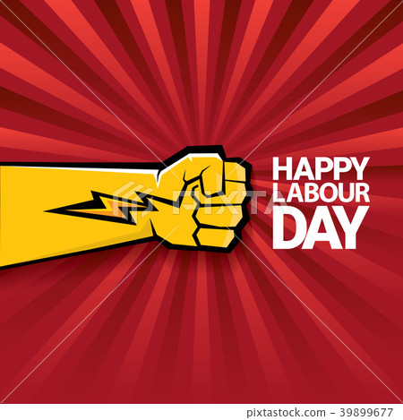 Happy labour day vector label with strong orange Happy labour day vector label with strong orange 39899677