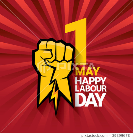 Happy labour day vector label with strong orange Happy labour day vector label with strong orange 39899678