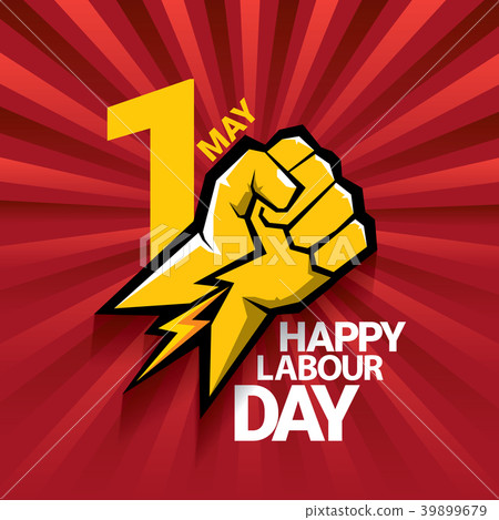 Happy labour day vector label with strong orange Happy labour day vector label with strong orange 39899679