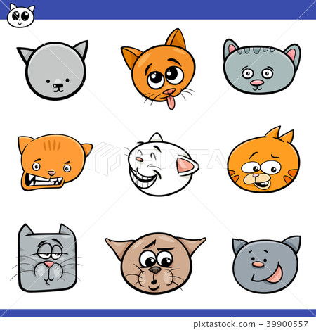 funny cartoon cats heads collection 39900557