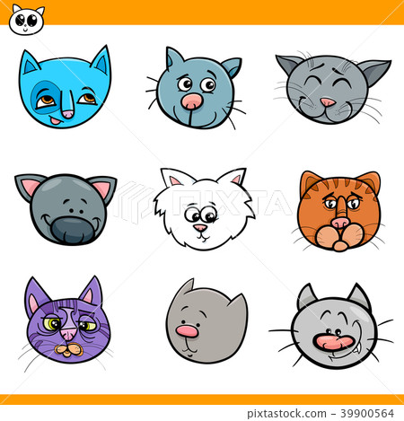 cartoon cats and kittens icons set cartoon cats and kittens icons set 39900564