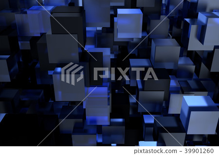 Abstract 3d rendering of chaotic cubes. Cubes in Abstract 3d rendering of chaotic cubes. Cubes in 39901260