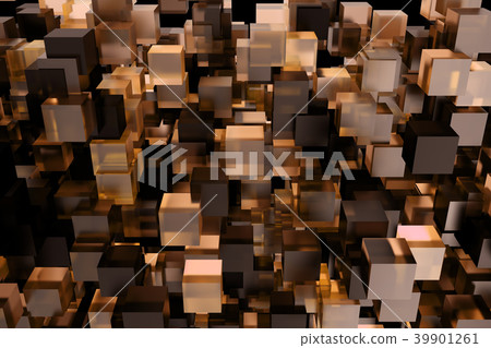 Abstract 3d rendering of chaotic cubes. Cubes in Abstract 3d rendering of chaotic cubes. Cubes in 39901261