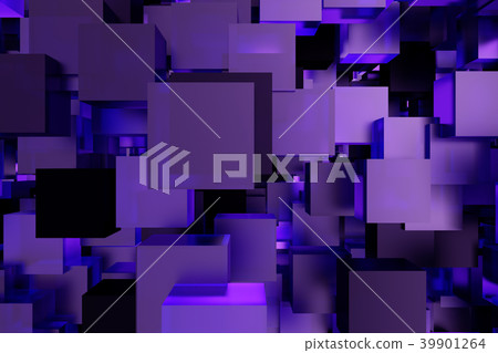 Abstract 3d rendering of chaotic cubes. Flying 39901264