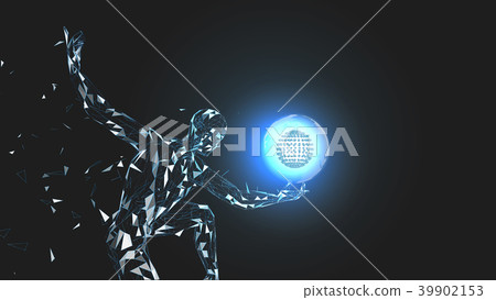 Conceptual abstract man with world globe 39902153