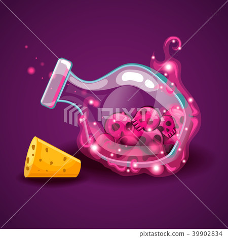 Bottle with skull and magic smoke 39902834