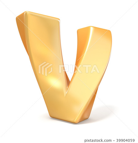 Orange twisted font uppercase letter V 3D Orange twisted font uppercase letter V 3D 39904059