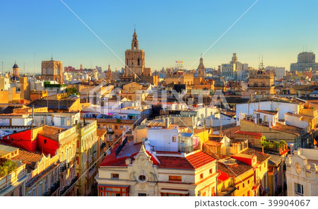 Aerial view of the old town in Valencia from Aerial view of the old town in Valencia from 39904067