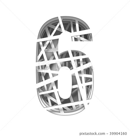 Paper cut out font number SIX 6 3D Paper cut out font number SIX 6 3D 39904160