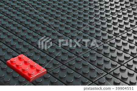 One red plastic brick toy on black background One red plastic brick toy on black background 39904551