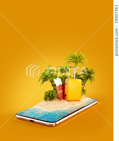 Unusual 3d illustration of a tropical island Unusual 3d illustration of a tropical island 39907461
