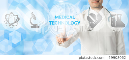 Doctor Points at MEDICAL TECHNOLOGY, Medical Icon Doctor Points at MEDICAL TECHNOLOGY, Medical Icon 39908062