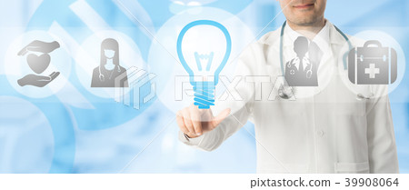 Medical Innovation Concept - Doctor with Lamp Icon Medical Innovation Concept - Doctor with Lamp Icon 39908064