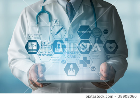 Doctor with Medical Healthcare Icon Interface 39908066