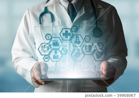 Doctor with Medical Science Icon Modern Interface 39908067