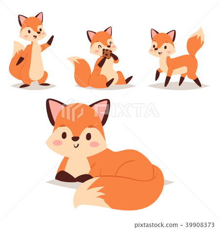 Fox character doing different foxy activities Fox character doing different foxy activities 39908373