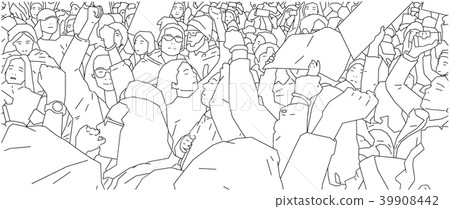 Illustration of crowd protest line art background 39908442