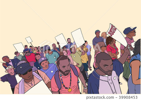 Mixed ethnic crowd protesting illustration 39908453