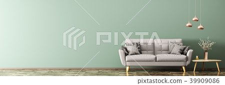 Modern interior with sofa panorama 3d rendering Modern interior with sofa panorama 3d rendering 39909086