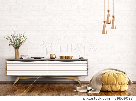 interior of living room with ottoman 3d interior of living room with ottoman 3d 39909088