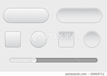 Set of white plastic buttons. Normal and pushed 39909712