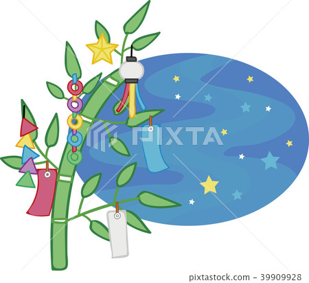 Illustration material of Tanabata decoration and Milky Way 39909928
