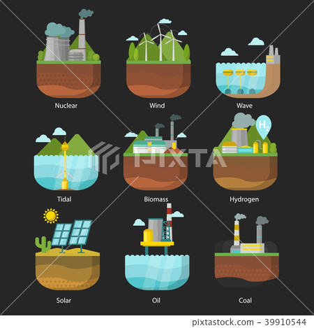 Generation energy types power plant vector 39910544
