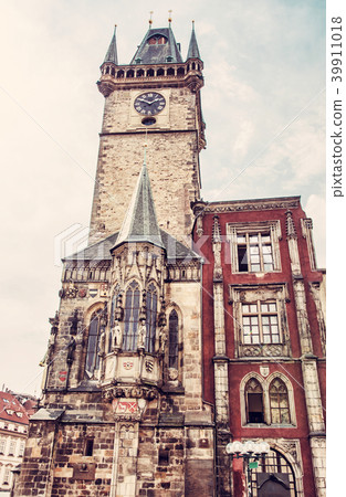 Old town hall in Prague, red filter 39911018
