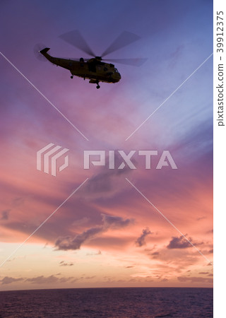 Silhouette of helicopter Silhouette of helicopter 39912375